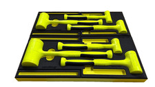 Snap-on Tools New 6pc Hi Viz Yellow Dead Blow Hammer Set W Pro-fi Foam Hbfe6fhv