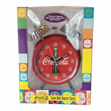 Always Coca Cola Twin Bell Alarm Clock Quartz Movement Loud Bell Alarm 1996 NOS