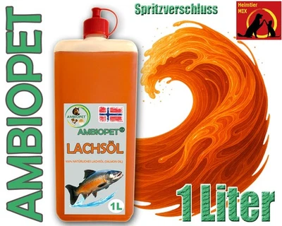 Ambiopet Premium Lachsöl 1L Flasche Fisch-Öl Hund Pferd Katze BARF Omega 3 & 6