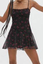 Urban Outfitters, Mixie, Mariposa, Malla, Mini Vestido Sin Mangas, Marrón Chocolate Y2K S