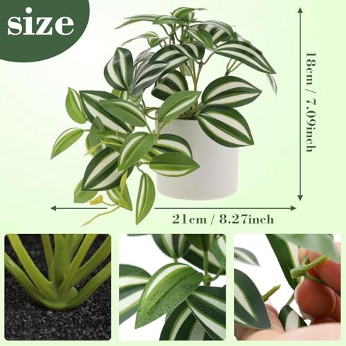 Mini Artificial Plant Potted Indoor Decoration in White Pot Fake Plants - Picture 3 of 7