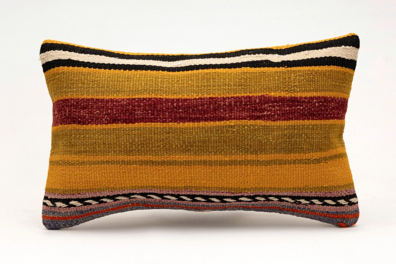 Decorative Pillow Cover, 12x20 in, Turkish Kilim Cushion, Boho Sofa Throw Pillow