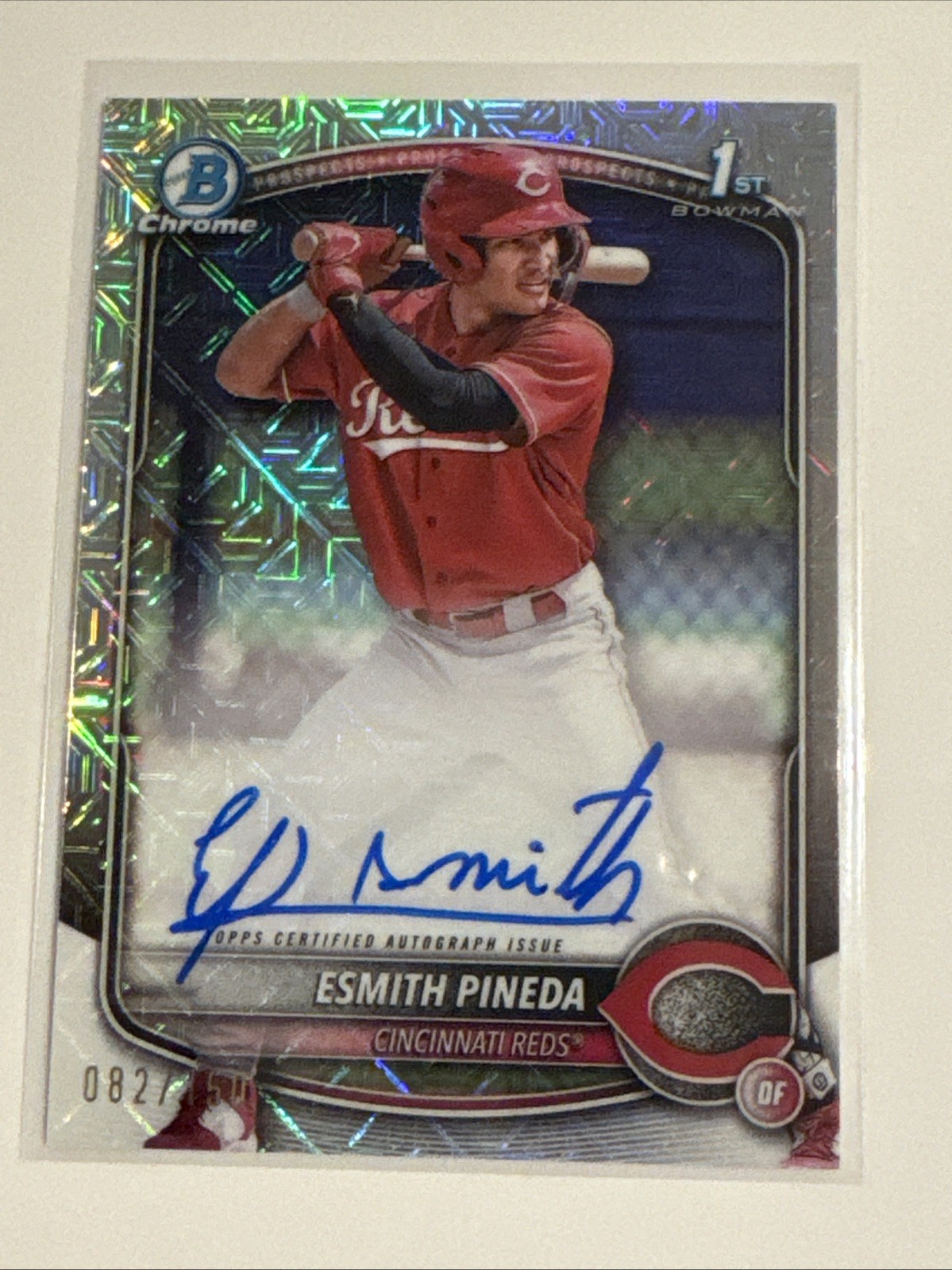 2025 Bowman Esmith Pineda Chrome Auto HTA Choice Refractor 1st /150 Reds