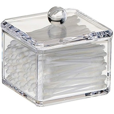 Clear Acrylic Storage Jar for Cotton Balls Swabs Bathroom Vanity Organizer