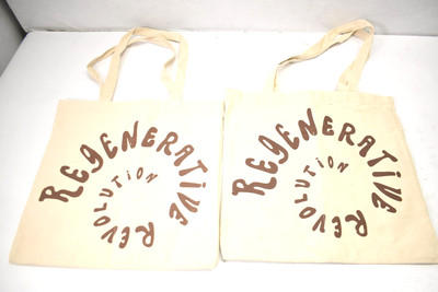 Lot of 2 Christy Dawn Regenerative Revolution Canvas Tote Bags 2 Pockets Set