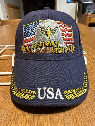American Spirit Eagle Emblems USA Patriotic Eagle Flag Strapback Hat Cap