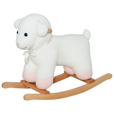 Kids Playtime Sheep Lamb Rocking Horse Stuffed Ride On Rocker Wooden Plush