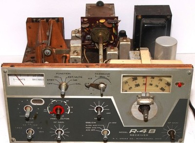 Drake R-4B AM CW SSB RECEIVER CHASSIS CIRCUITRY + FRONT PANEL - AS IS FOR PARTS