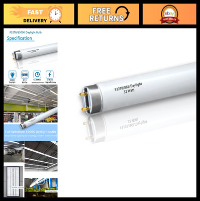 10-Pack 48'' F32T8 Fluorescent Tube Lights, 32W 6500K Full Spectrum Daylight Bulb