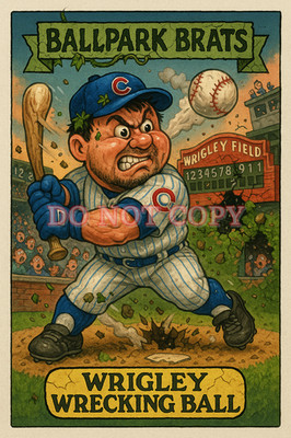 Kyle Schwarber as ''Wrigley Wrecking Ball'' - BALLPARK BRATS Parody Art Card