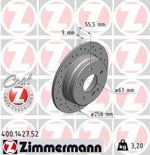 2x ZIMMERMANN Bremsscheibe SPORT Z 400.1427.52 f&uuml;r MERCEDES W202 KLASSE 180 202