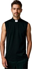Mens Clergy Shirt Sleeveless Shirt Priest Vicar T Shirt Clerical Pastor Shirts