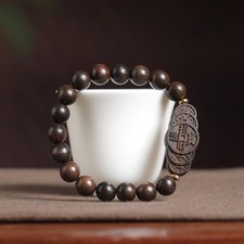 Agarwood Bead Bracelet Carved Wood Buddhist Jewelry Unisex Mala 1 Pieces