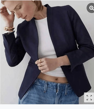 J.Crew Going-Out Blazer Stretch Twill Collarless Navy Blue Z: O