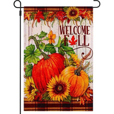 Welcome Fall Garden Flags 12x18 Double Sided, Pumpkin Autumn Yard Flag for Ou...