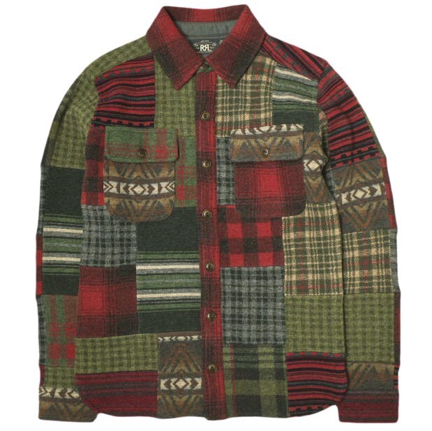 RRL Patchwork Work Shirt Sweater Wool/Cashmere 10… - image 1