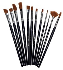 Crafts 4 All - Professional Paint Brush Set Acrylic Oil Tip - Pack of 12 Brushes