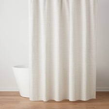 Woven Dotted Line Shower Curtain - Threshold: Cotton Fabric, Buttonhole