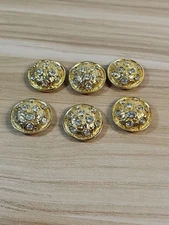 Nony NY Clear Rhinestones Gold Tone Button Covers  Lot Of 6 