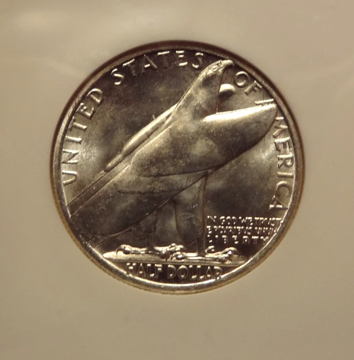 1936 BRIDGEPORT COMMEMORATIVE HALF DOLLAR, NGC MS 65, APPROVED BY CAC. - Image 2 of 3