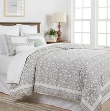 Threshold Green Floral Pattern 8-Piece Queen Comforter Set Percale Cotton