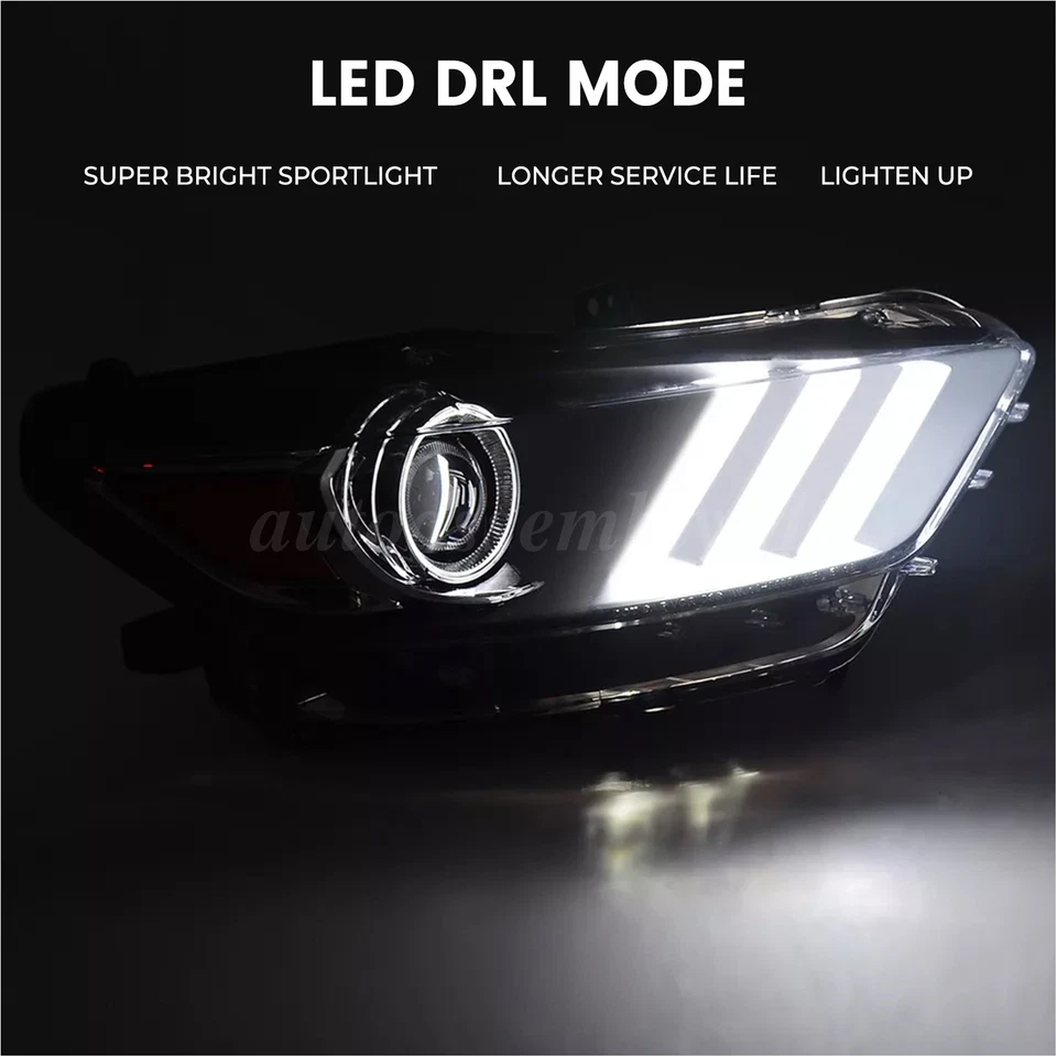 For 2015-2017 Ford Mustang HID/Xenon Type LED Tube Projector Headlight Headlamps Foto 4 de 4