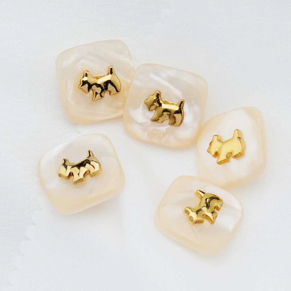 5pcs Resin Button with Gold Dog Silhouette for Clothing Craft DIY 15-23mm - Image 3 of 4