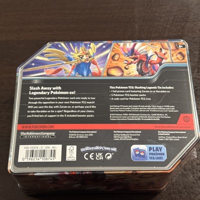 Pokemon 2025 Slashing Legends Collectors Tin -KORAIDON EX (5 Packs & 1  Foil) New | eBay