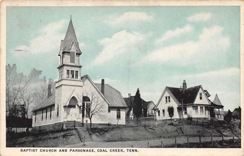 Coal Creek Tennessee Baptist Church and Parsonage Vintage Postcard AA115829