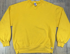 1990s Russell Athletic Yellow Blank Sweatshirt Mens Large Crewneck USA Made