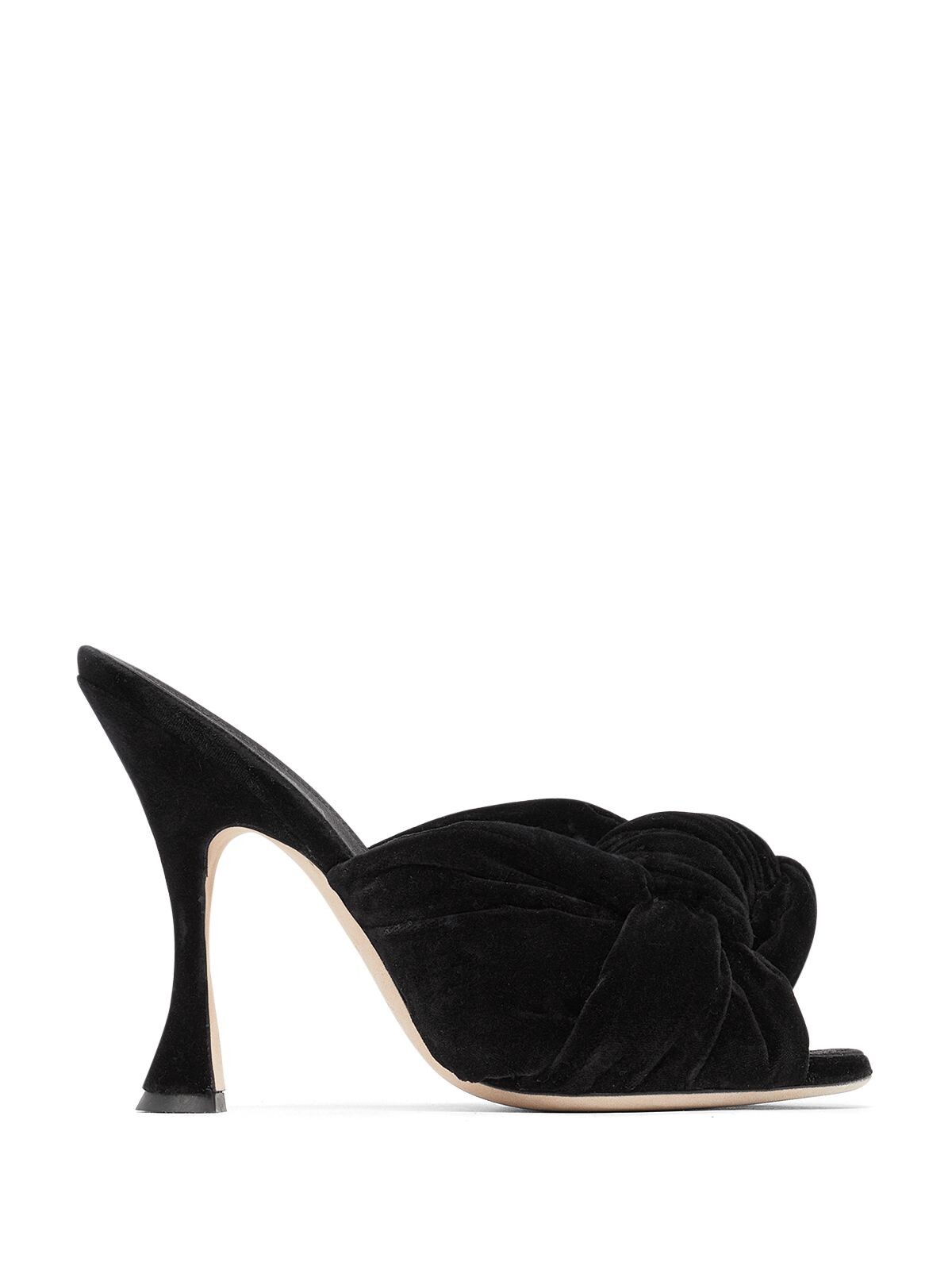 GIAMBATTISTA VALLI Womens Black Almond Toe Flare Slip On Velvet Heeled Sandal 39