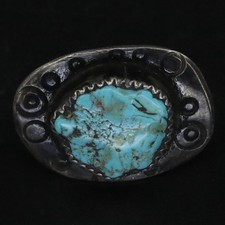 VTG Sterling Silver NAVAJO Southwestern Turquoise Nugget Lapel Pin Tie Tack - 5g