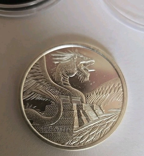 WORLD OF DRAGONS AZTEC DRAGON 1 OZ SILVER .999 Fine Silver