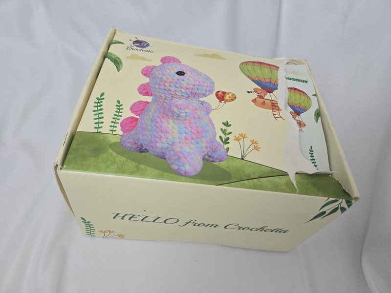 Crochetta Crochet for Beginners Kit Step-By-Step Dinosaur Yarn Hooks