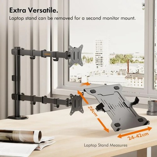 Monitor Mount & Laptop and Tablet Shelf Stands Holders Adjustable - Vonhaus - Afbeelding 4 van 5