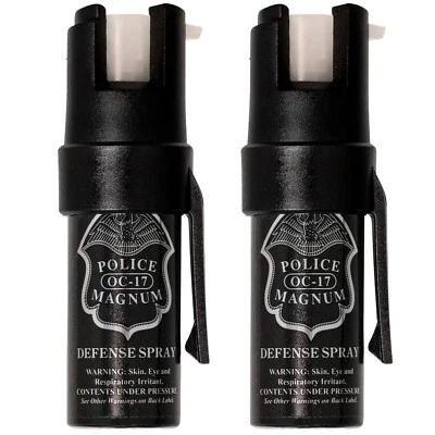 Police Magnum Glow In Dark Pepper Spray2 Pack .50oz GID Pocket Clip Self Defense