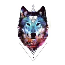 Flash Once Temporary Adhesive Tattoo Wolf Triangle Beach Gift Party Vacation