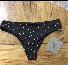 Stone Fox Swim Roca Bikini Bottom Women  s Small Terra Dot Brown  White NWT