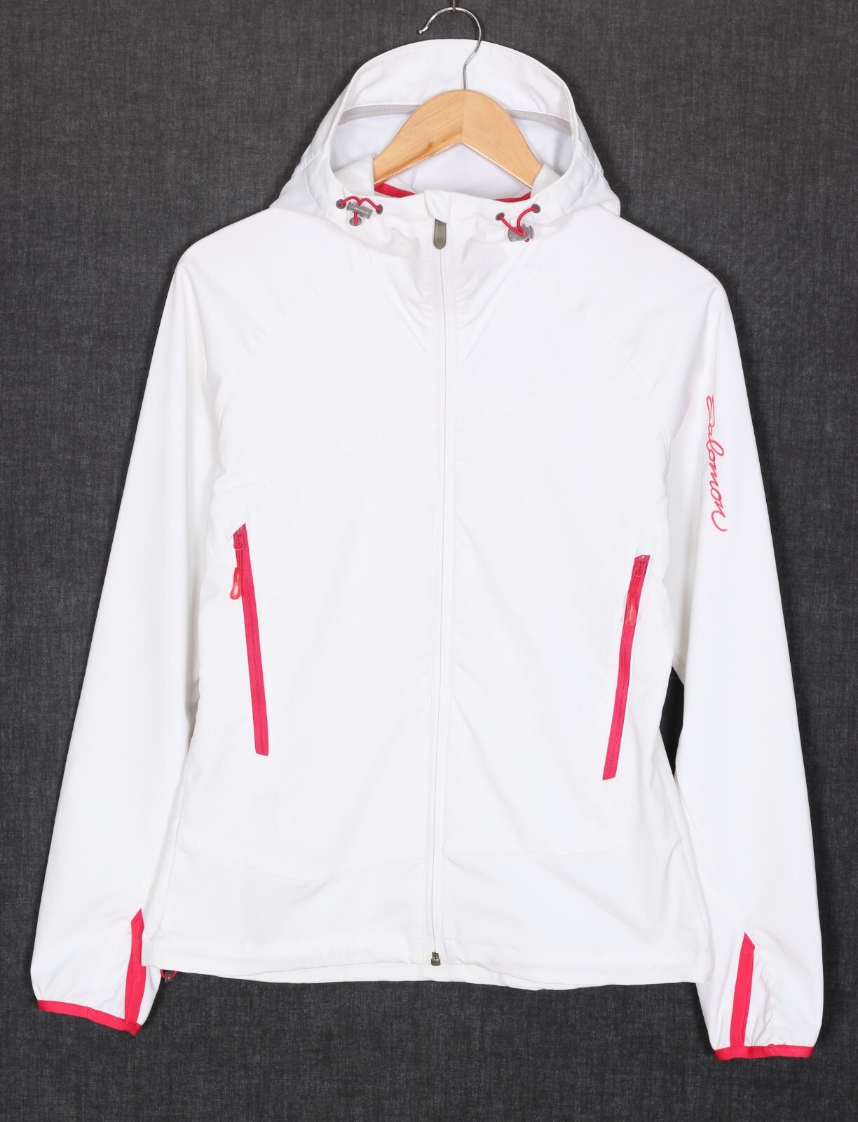 SALOMON Giacca Donna Taglia S con Cappuccio Full Zip Soft Shell Elasticizzata...