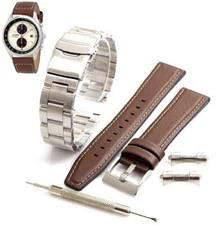 Steel and Leather Replacement Watch Band Fits Citizen Chandler CA7020-07A