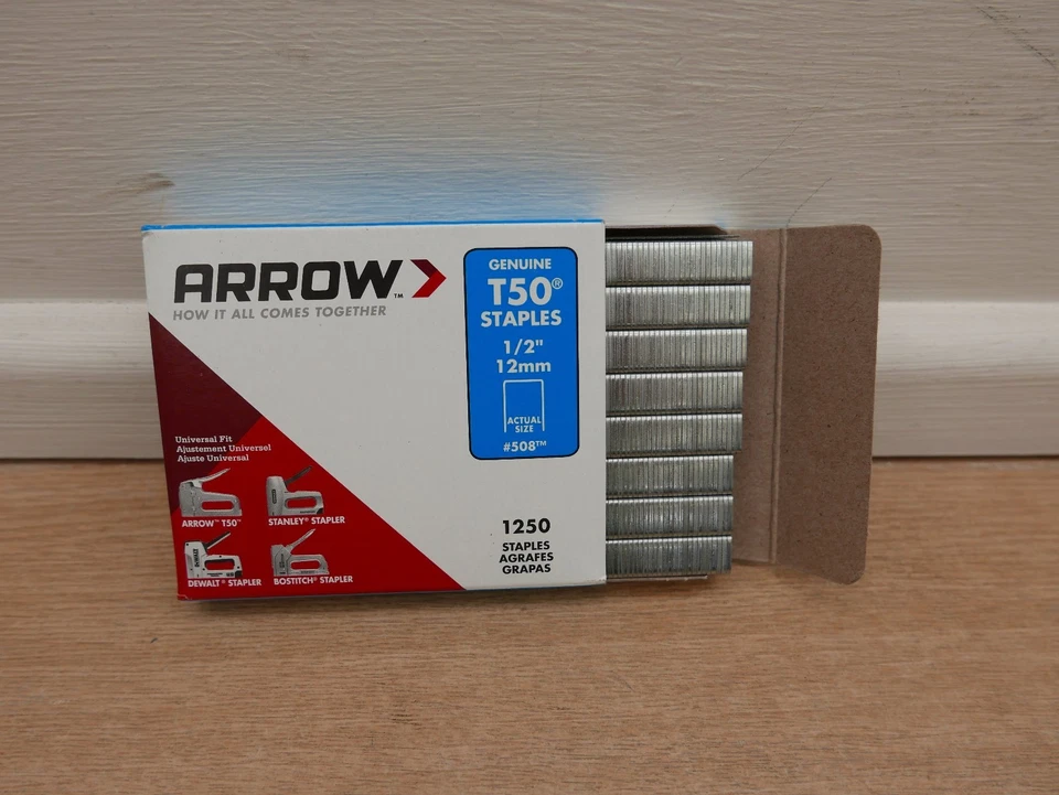 ARROW T-50 T50 12mm TYPE G TACKER STAPLES x 1250