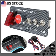 Racing Car Carbon Ignition Button Switch Panel Engine Start Push LED 12V Toggle