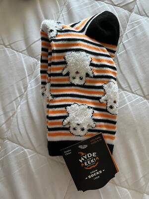 Orange and black striped Hyde and Seek ghost socks
