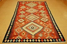 c1930s ANTIQUE RARE SIZE CAUCASIAN KILIM 5'2" x 11'2"HIGH KPSI_COLORFUL_VEGY DYE