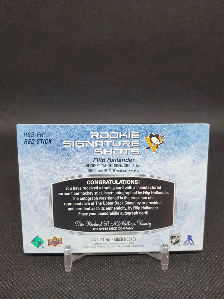 2023-24 Engrained Filip Hallander RSS-FH Rookie Signature Shots Red Stick /99 - Image 2 of 2