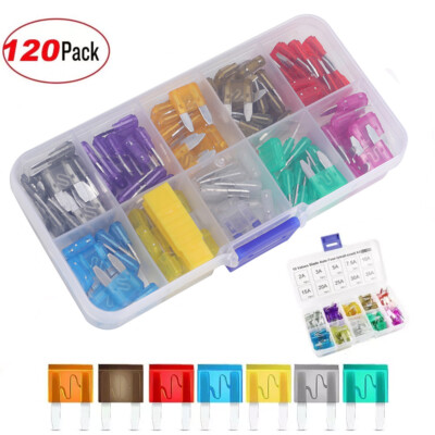 120pcs MINI Blade Fuse Assortment Auto Car Motorcycle SUV FUSES Kit APM ATM UTV