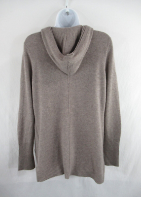 MAX STUDIO 100% 2-Ply Cashmere Hooded Open Front Cardigan Sweater