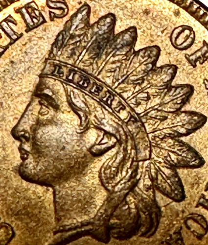 1865 1c Indian Head Penny Red, Fancy Five, Choice Uncirculated