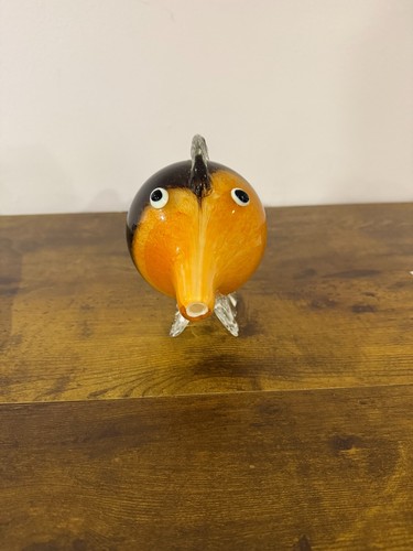 Pisapapeles pez globo naranja y negro cristal de Murano excelente estado - Imagen 4 de 5