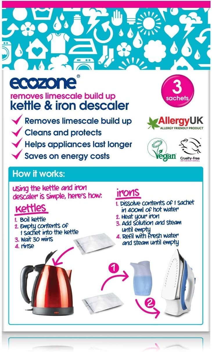Ecozone Kettle & Iron Descaler Easy Use Sachets Powerful Limescale Removal , eBay